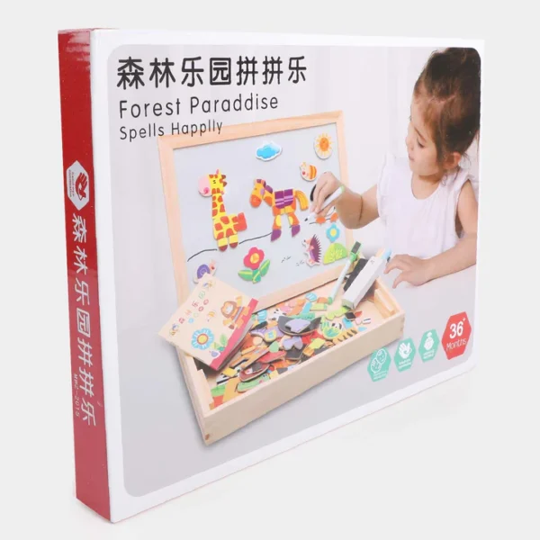 Wooden Magnetic Puzzle Drawing Board – 2-in-1 - Image 4